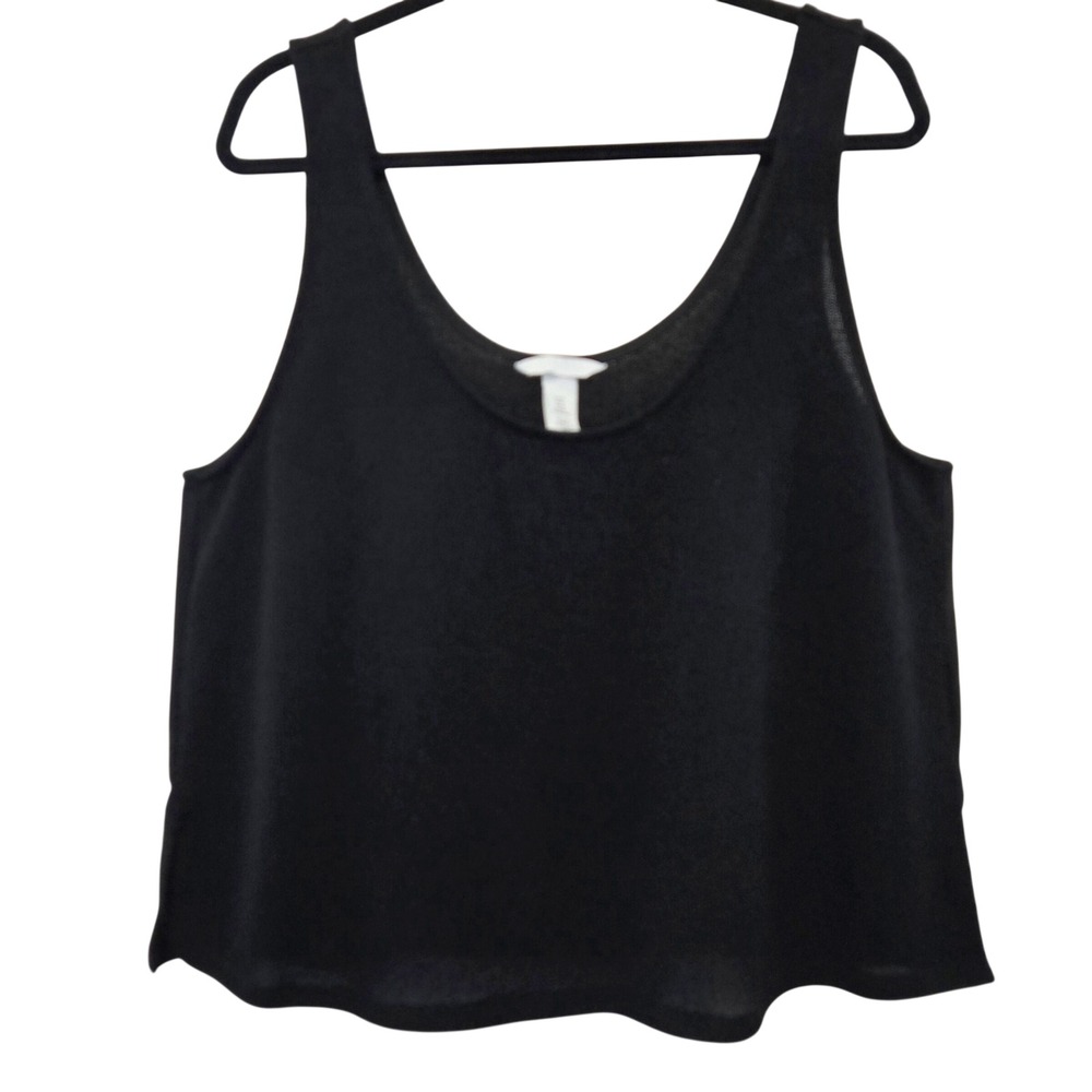 HM Womens XL Whimsigoth Black Knit Tank Top Scoop Neck Sleeveless Layering Shell